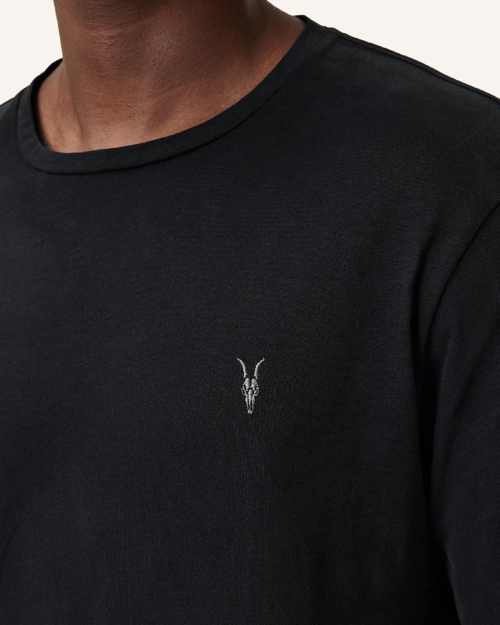 All Saints Brace Brushed Cotton Long Sleeve T-Shirt Jet Black