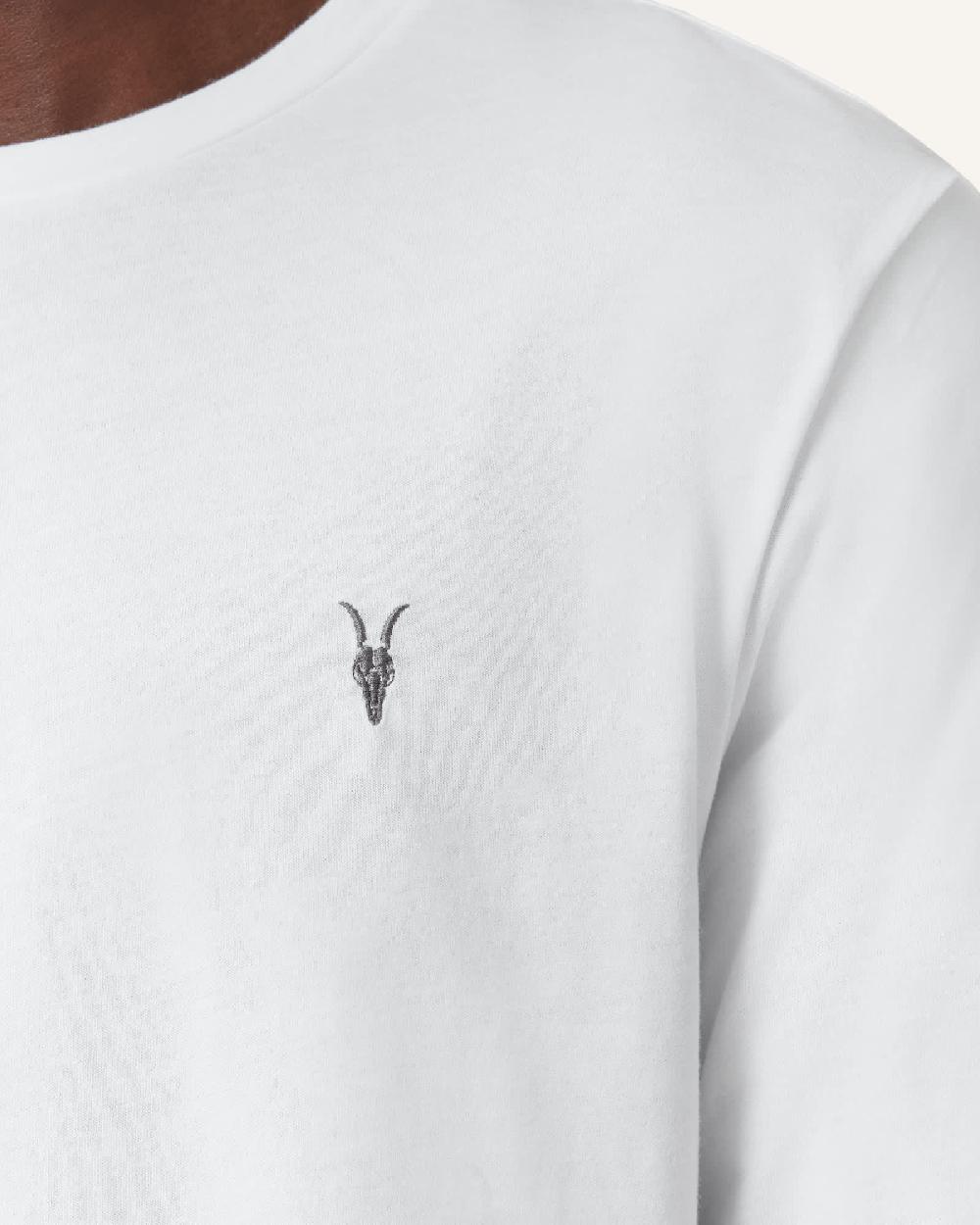 All Saints Brace Brushed Cotton Long Sleeve T-Shirt Optic White