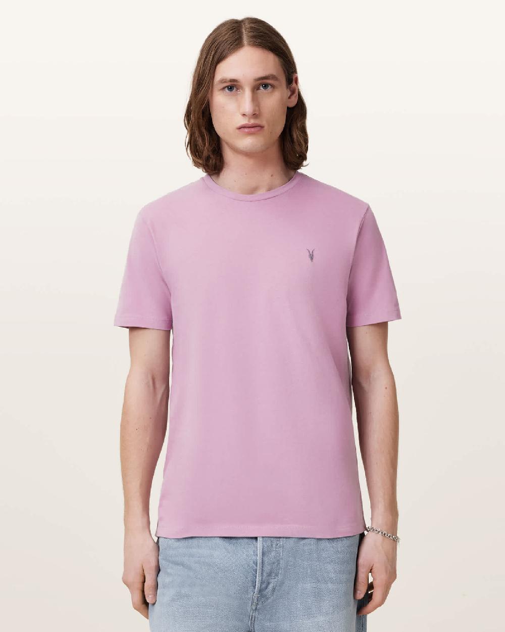 All Saints Brace Brushed Cotton Slim Fit T-Shirt Ashed Purple