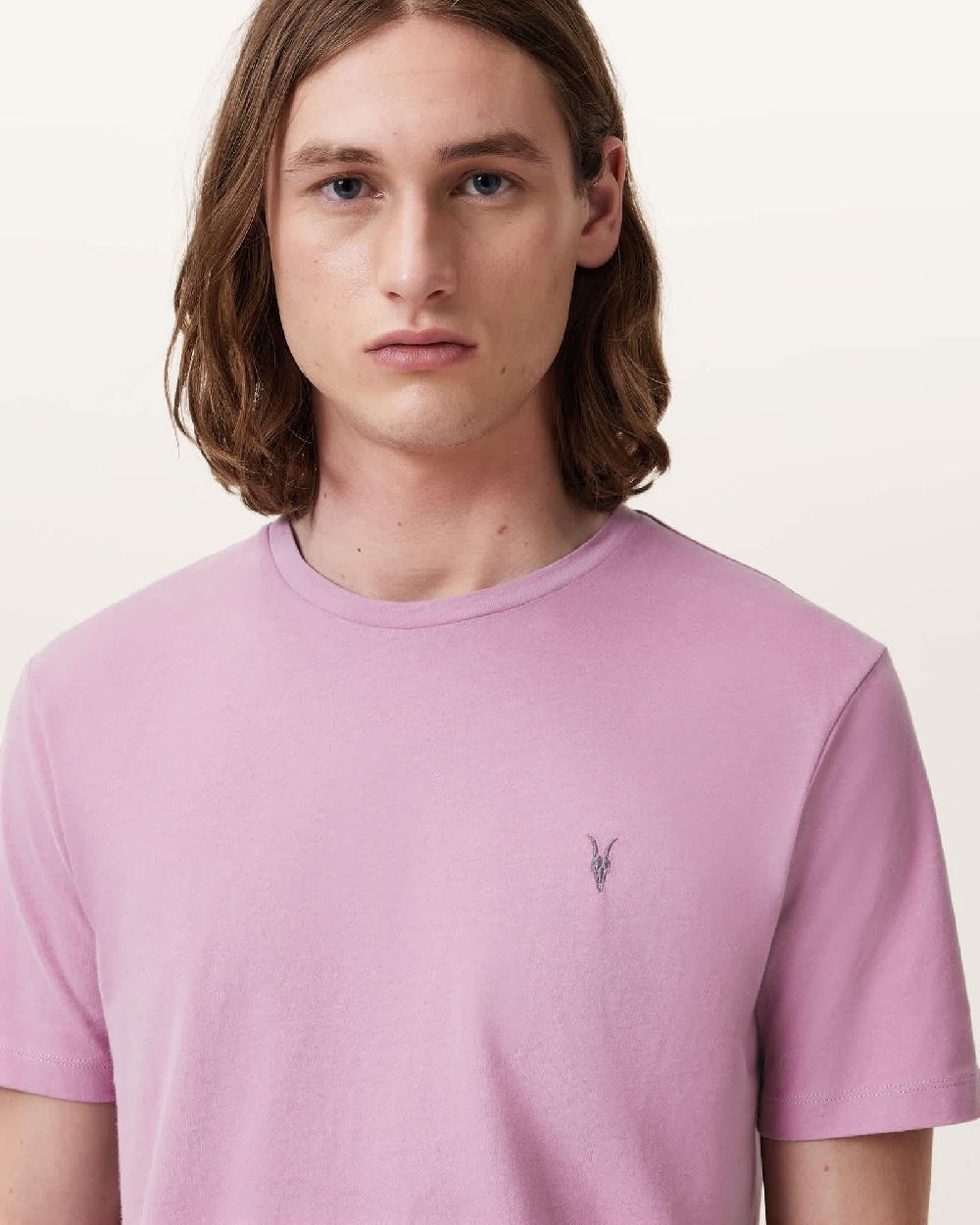 All Saints Brace Brushed Cotton Slim Fit T-Shirt Ashed Purple