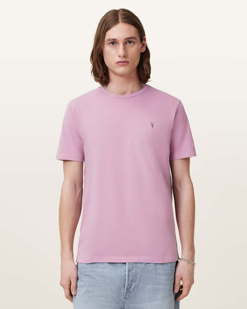 all saints Brace Brushed Cotton Slim Fit T-Shirt Ashed Purple