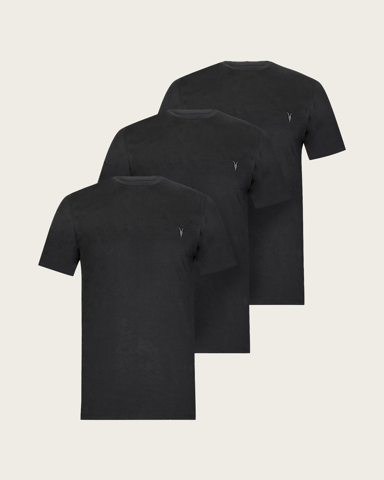 All Saints Brace Brushed Cotton T-Shirts 3 Pack Black