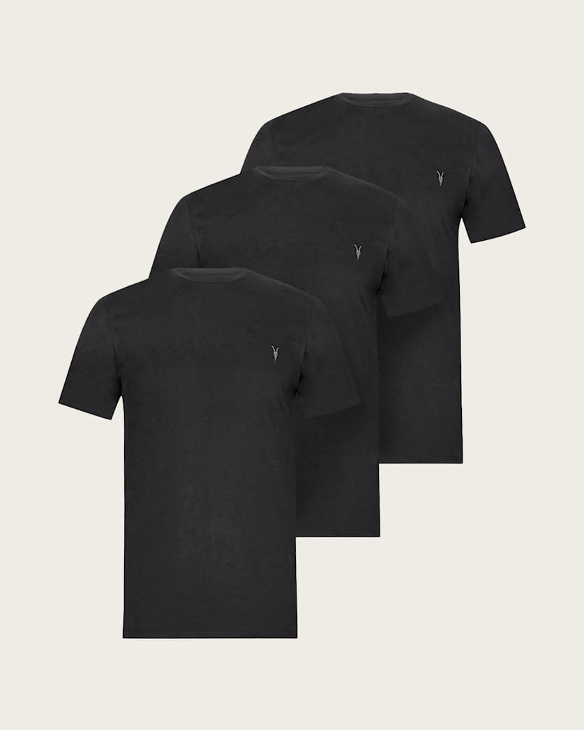 all saints Brace Brushed Cotton T-Shirts 3 Pack Black
