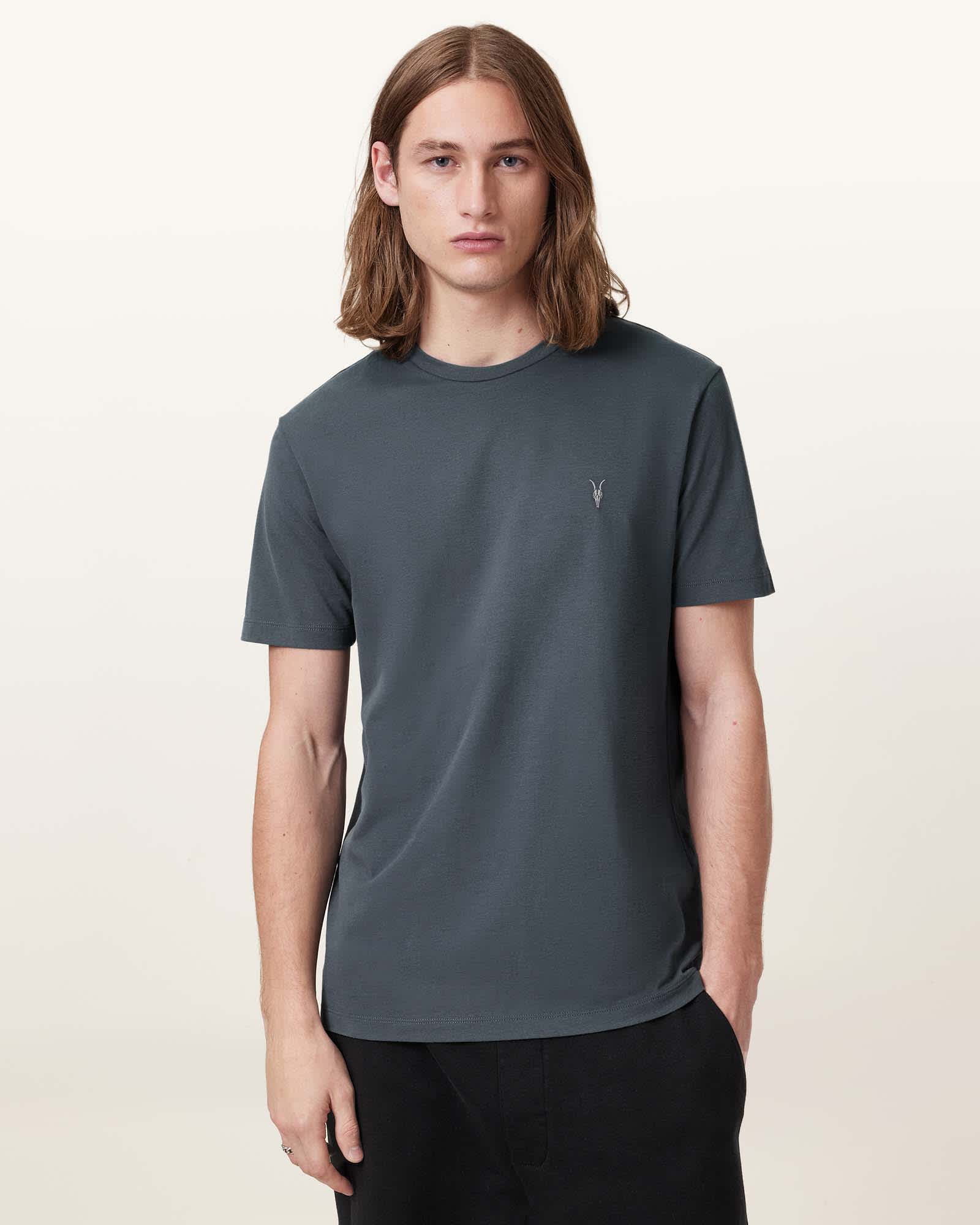 All Saints Brace Brushed Cotton T-Shirts 3 Pack BLUE/BLUE/BLUE