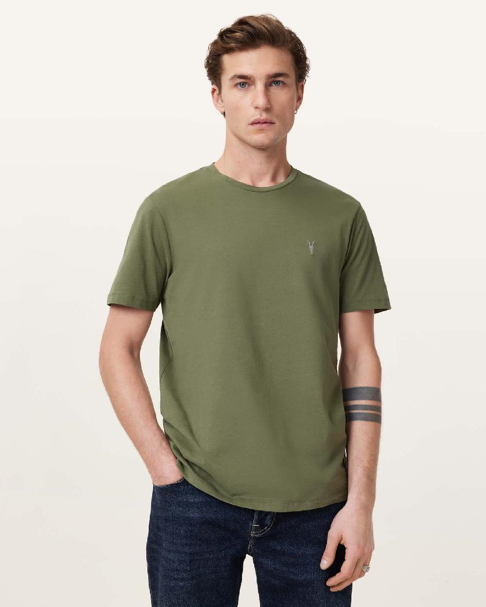 All Saints Brace Brushed Cotton T-Shirts 3 Pack OPT WHT/GREEN/BLK