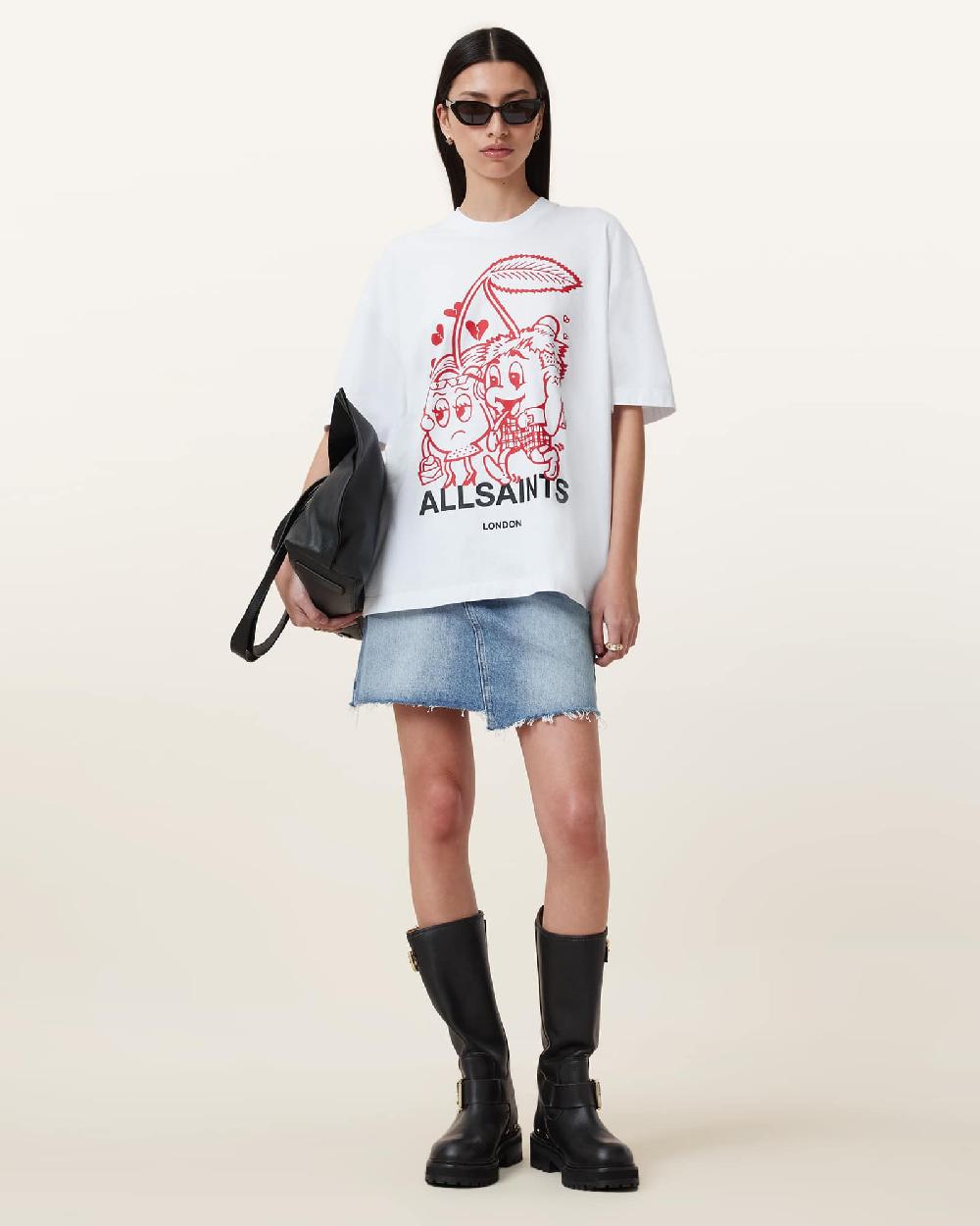 All Saints Break Up Etta Oversized T-Shirt Chalk White