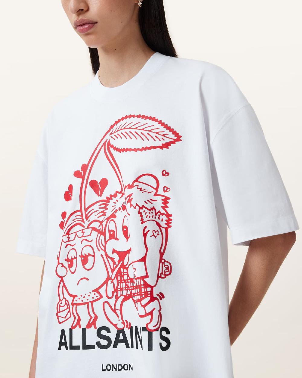 All Saints Break Up Etta Oversized T-Shirt Chalk White