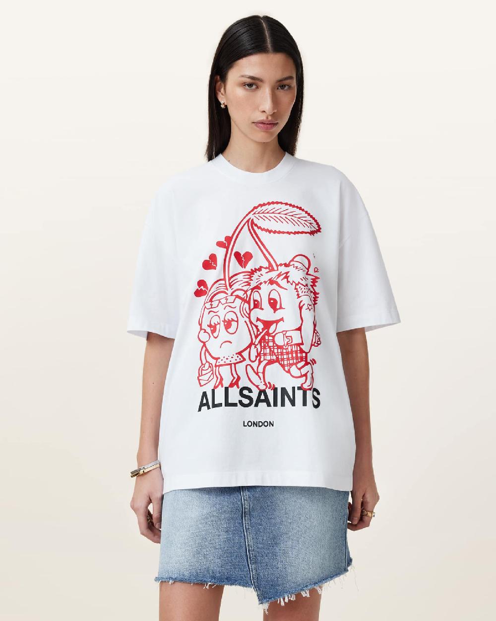 All Saints Break Up Etta Oversized T-Shirt Chalk White