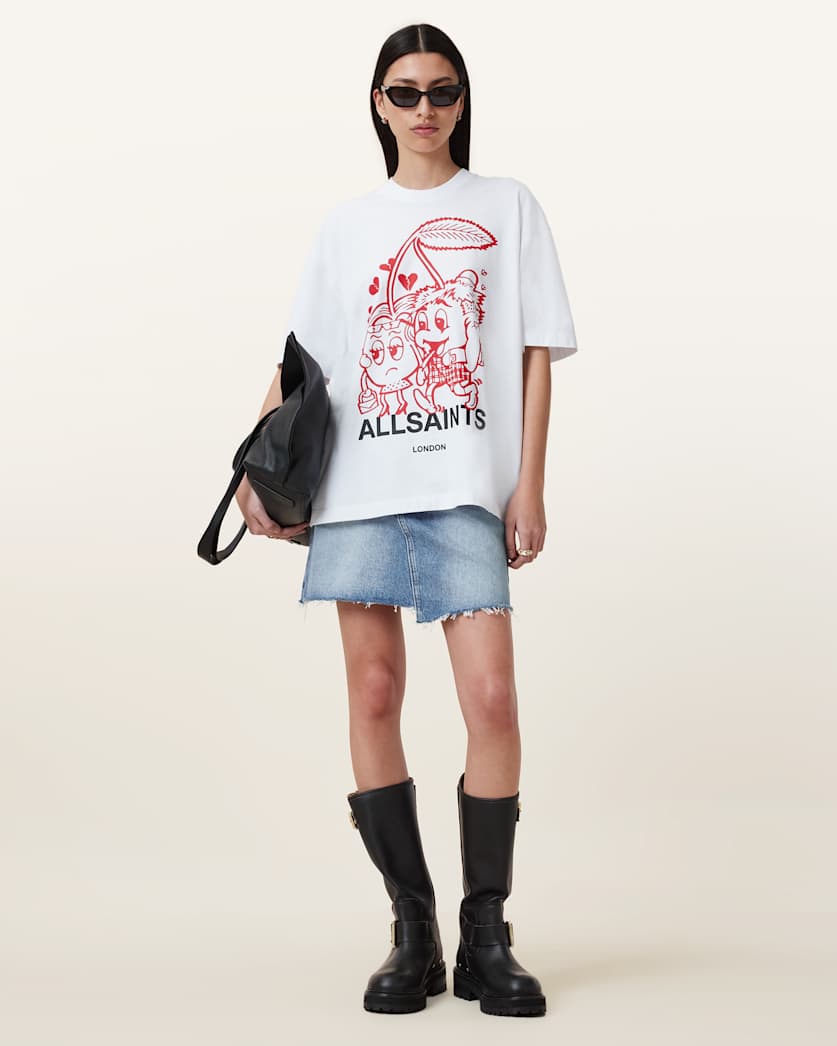 all saints Break Up Etta Oversized T-Shirt Chalk White