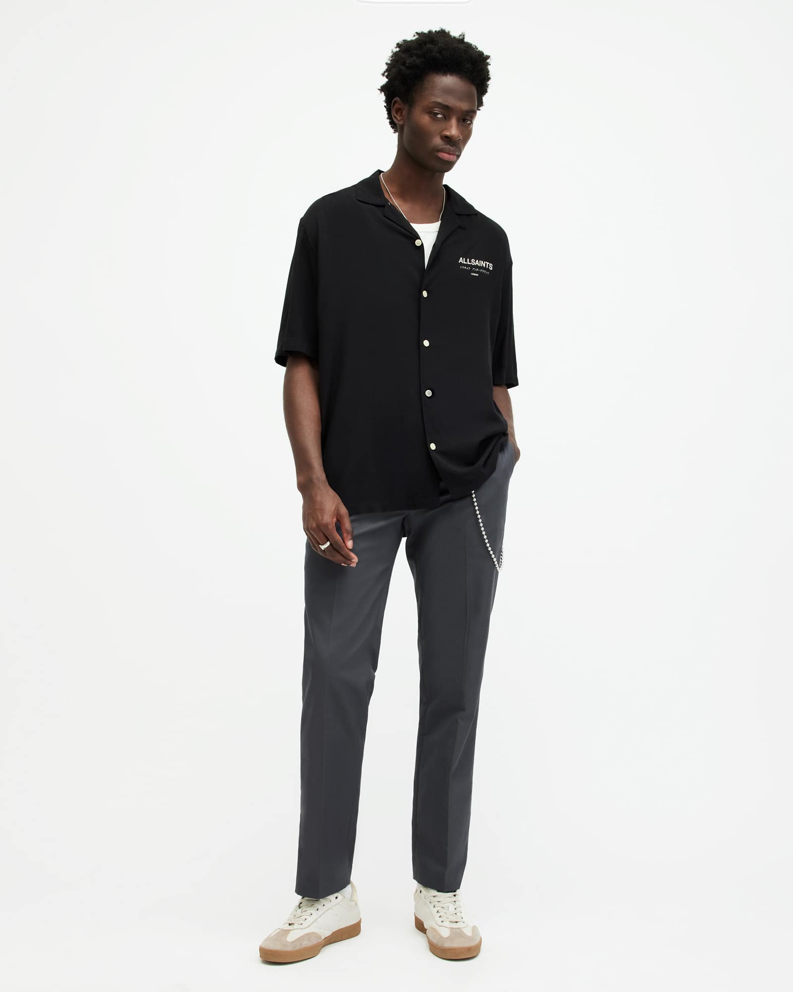 All Saints Brite Straight Leg Relaxed Pants Slate Grey