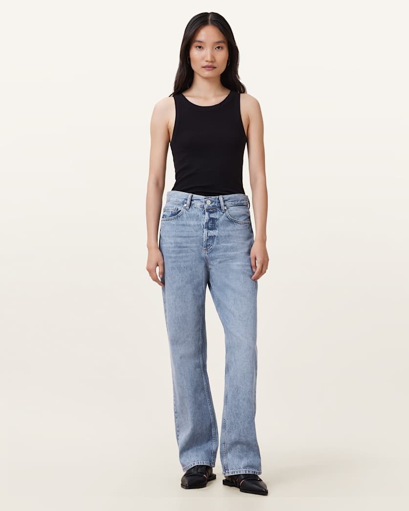all saints Brooklyn Straight Leg Indigo Jeans Mid Indigo