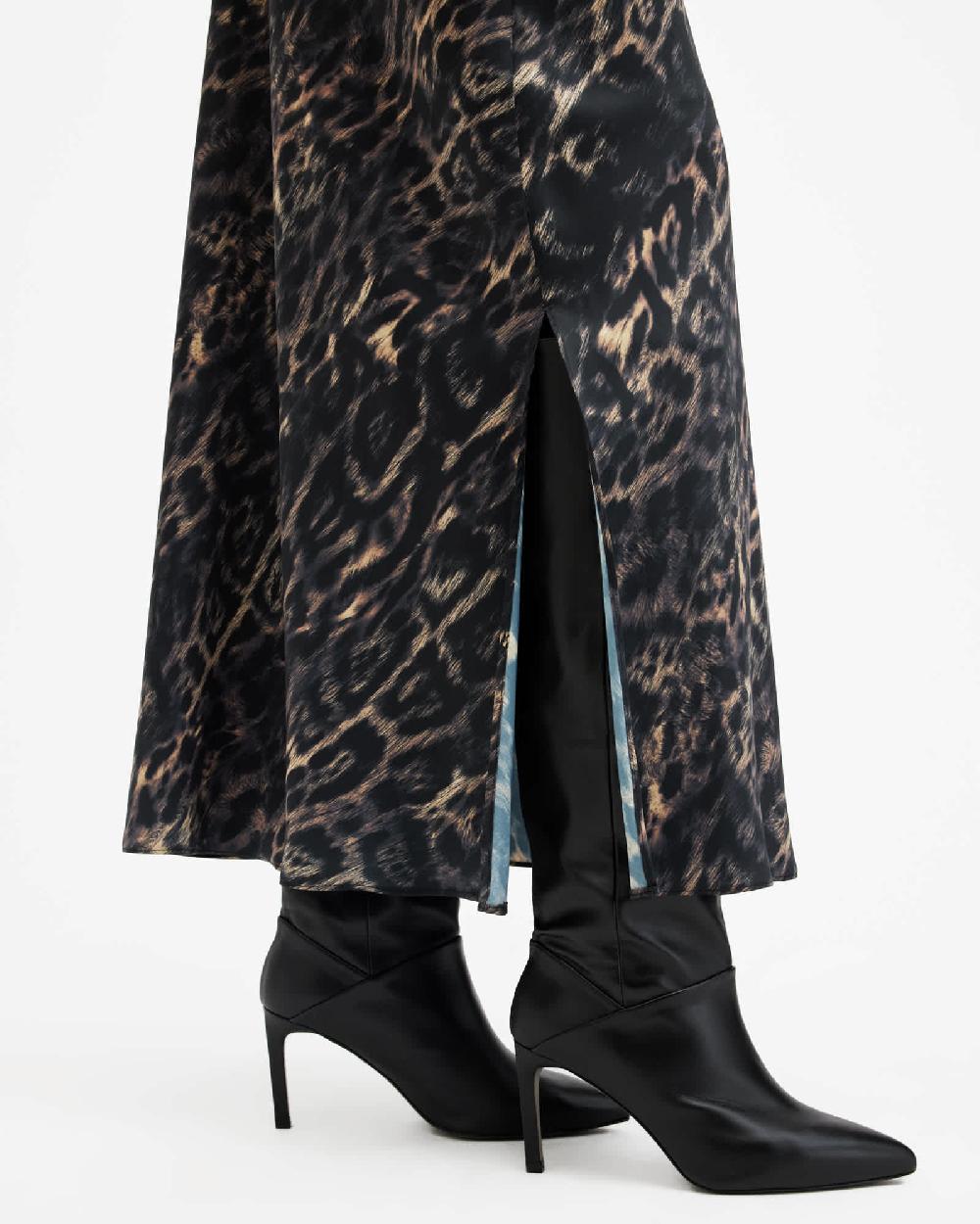 All Saints Bryony Leopard Print Maxi Skirt Jinx Golden Brown