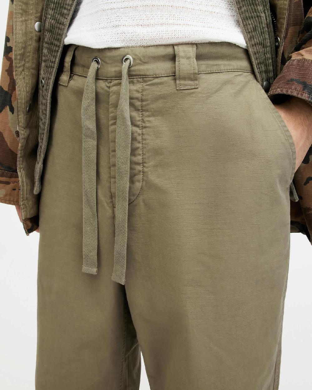 All Saints Buck Wide Tapered Fit Pants Military Green