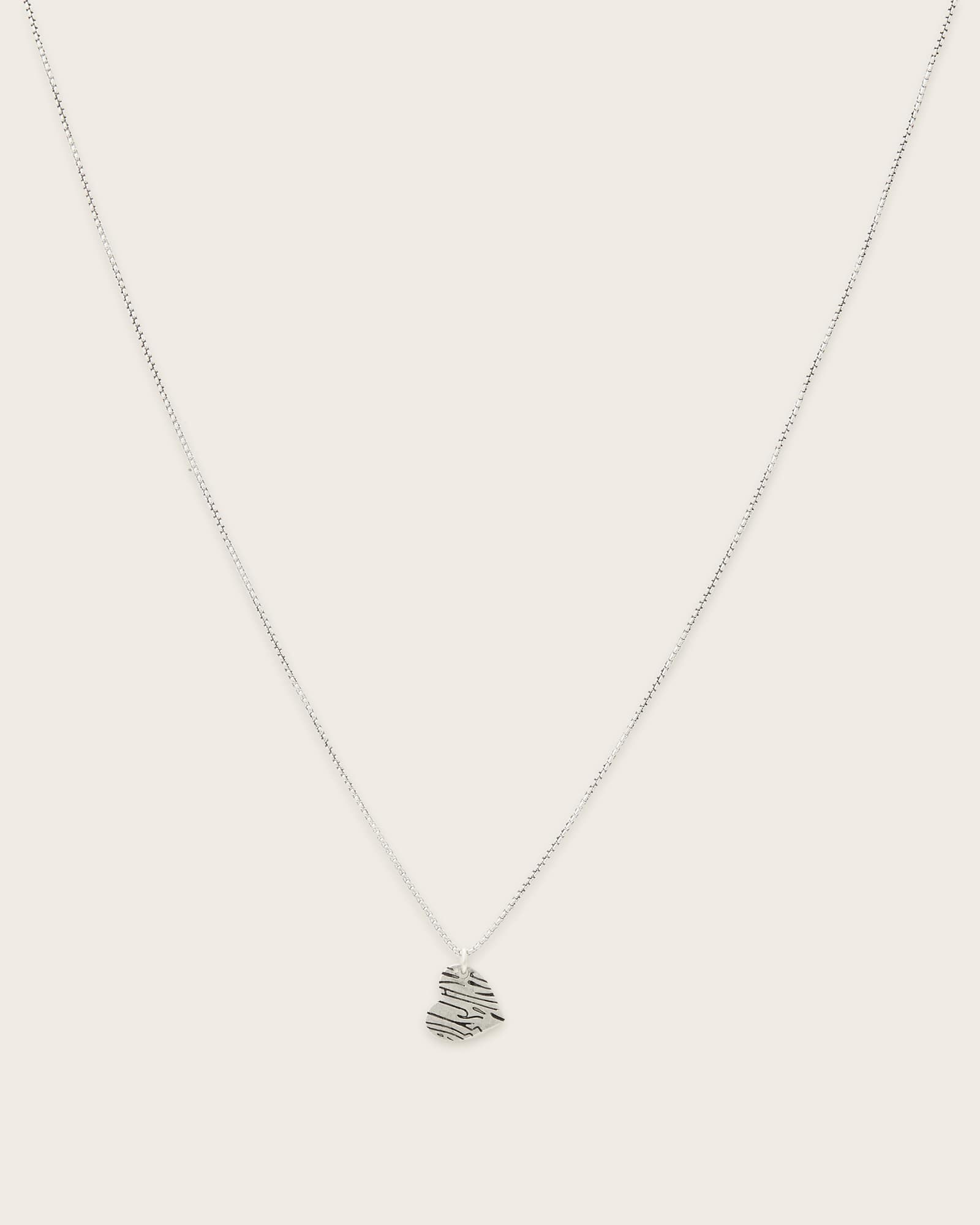 All Saints Byron Sterling Silver Heart Necklace Warm Silver