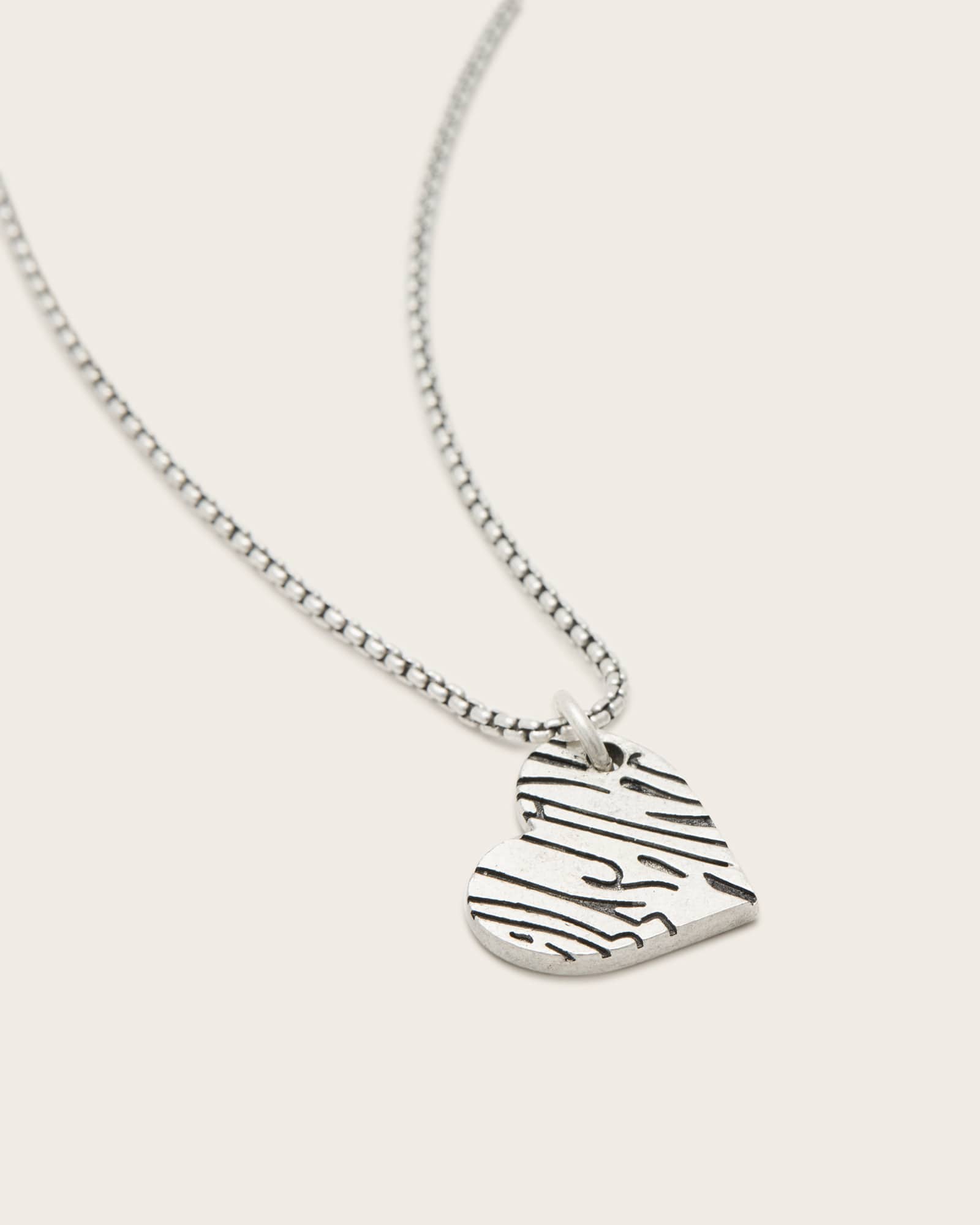 All Saints Byron Sterling Silver Heart Necklace Warm Silver