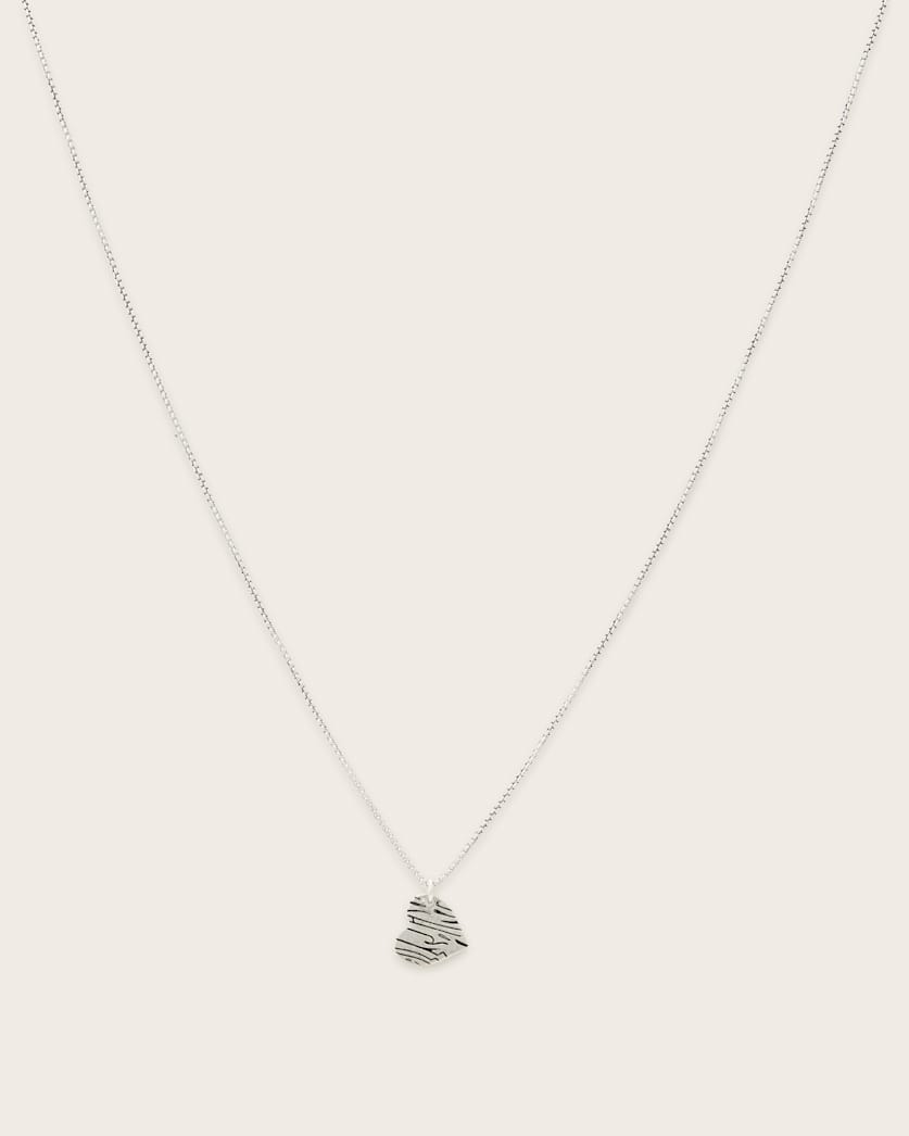 all saints Byron Sterling Silver Heart Necklace Warm Silver