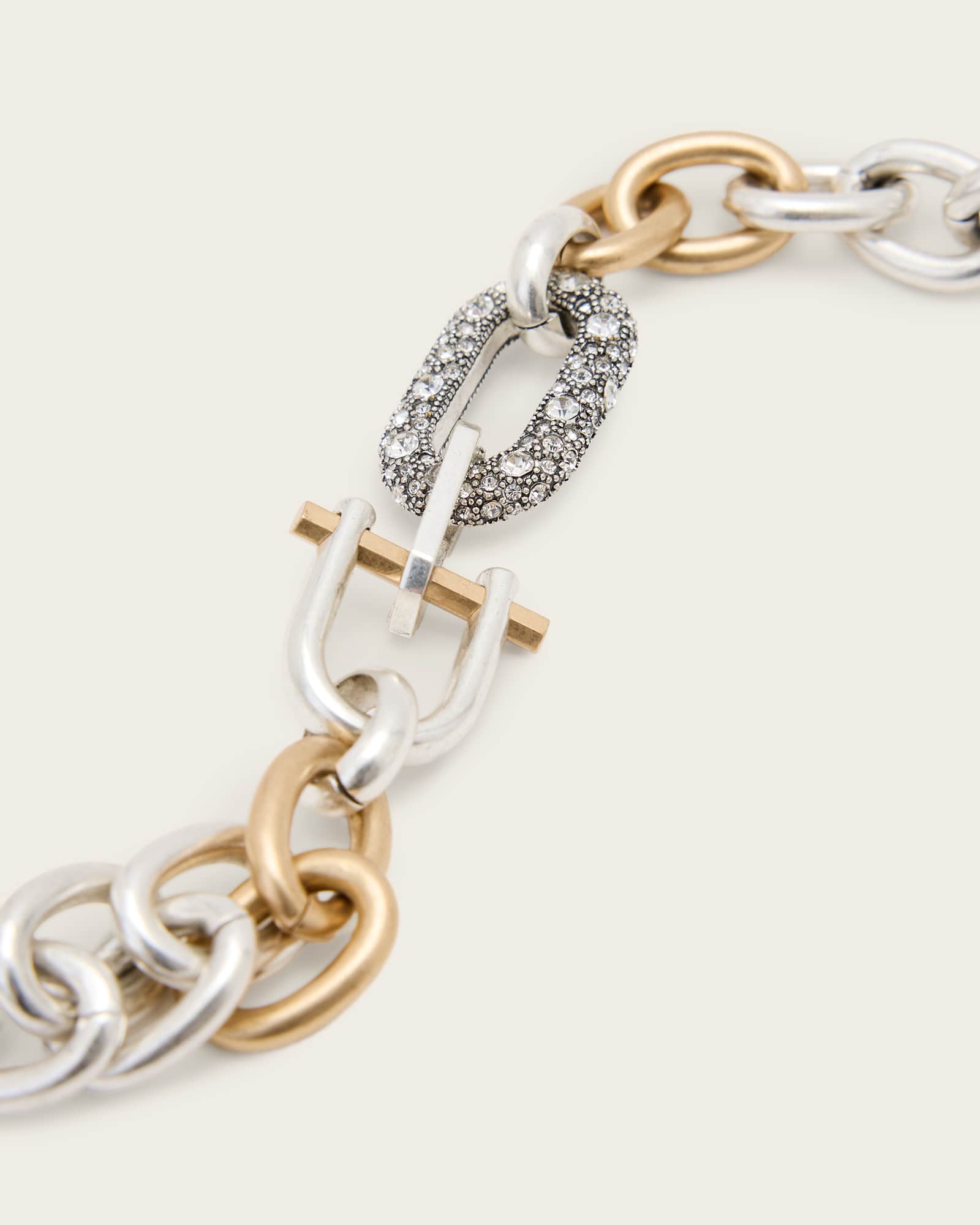 All Saints Cadence Two Tone Chain Necklace Warm Silver Mix