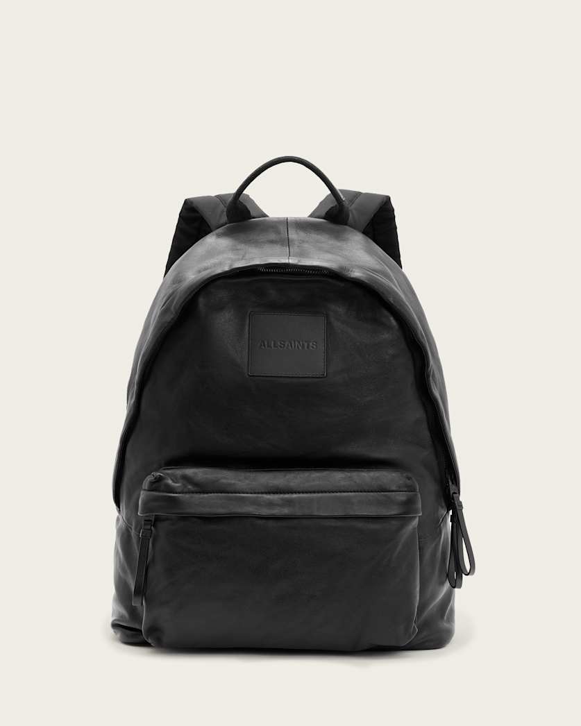 all saints Carabiner Embossed Leather Backpack Black
