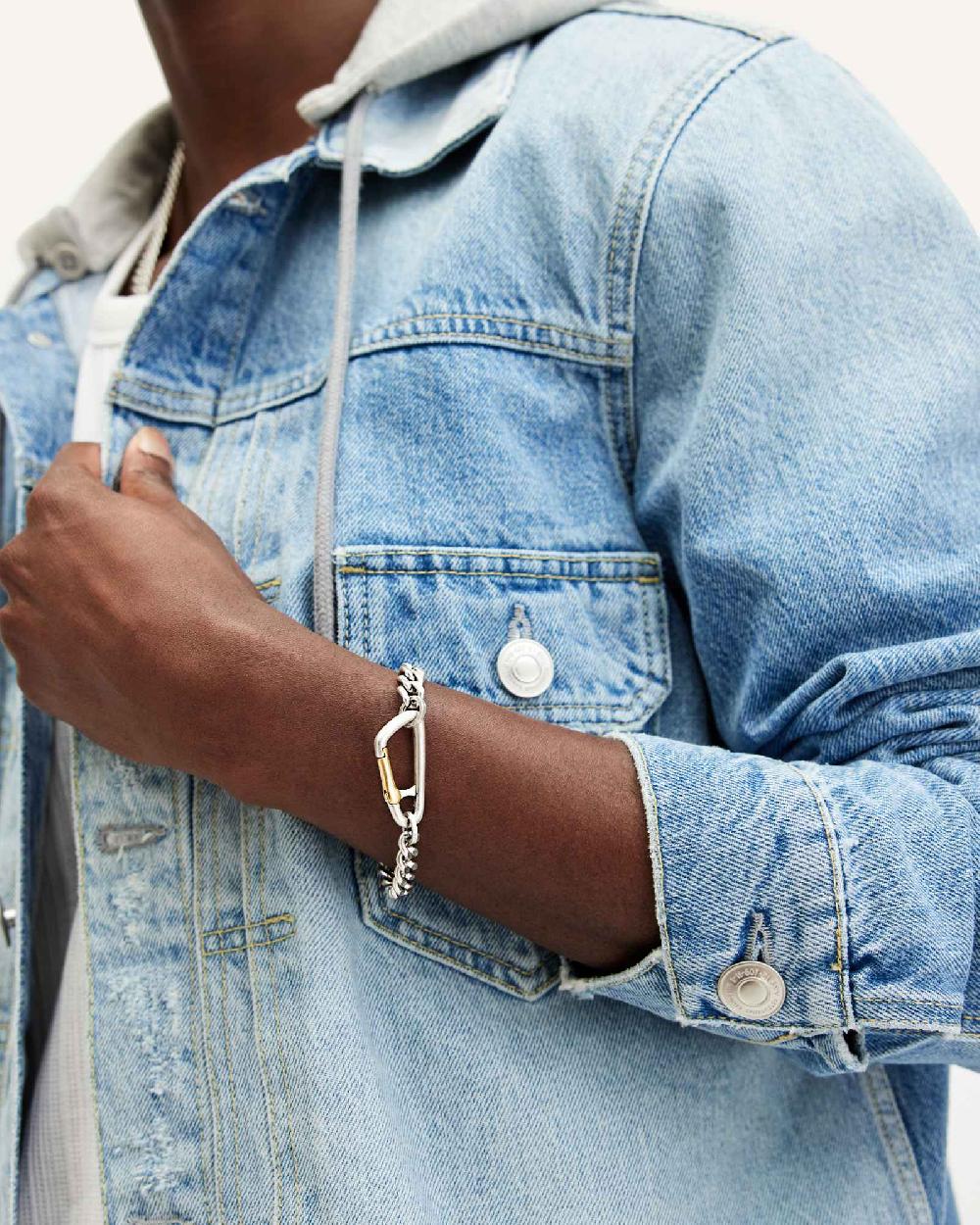 All Saints Carabiner Two Tone Bracelet WRM SLVER/WRM BRAS