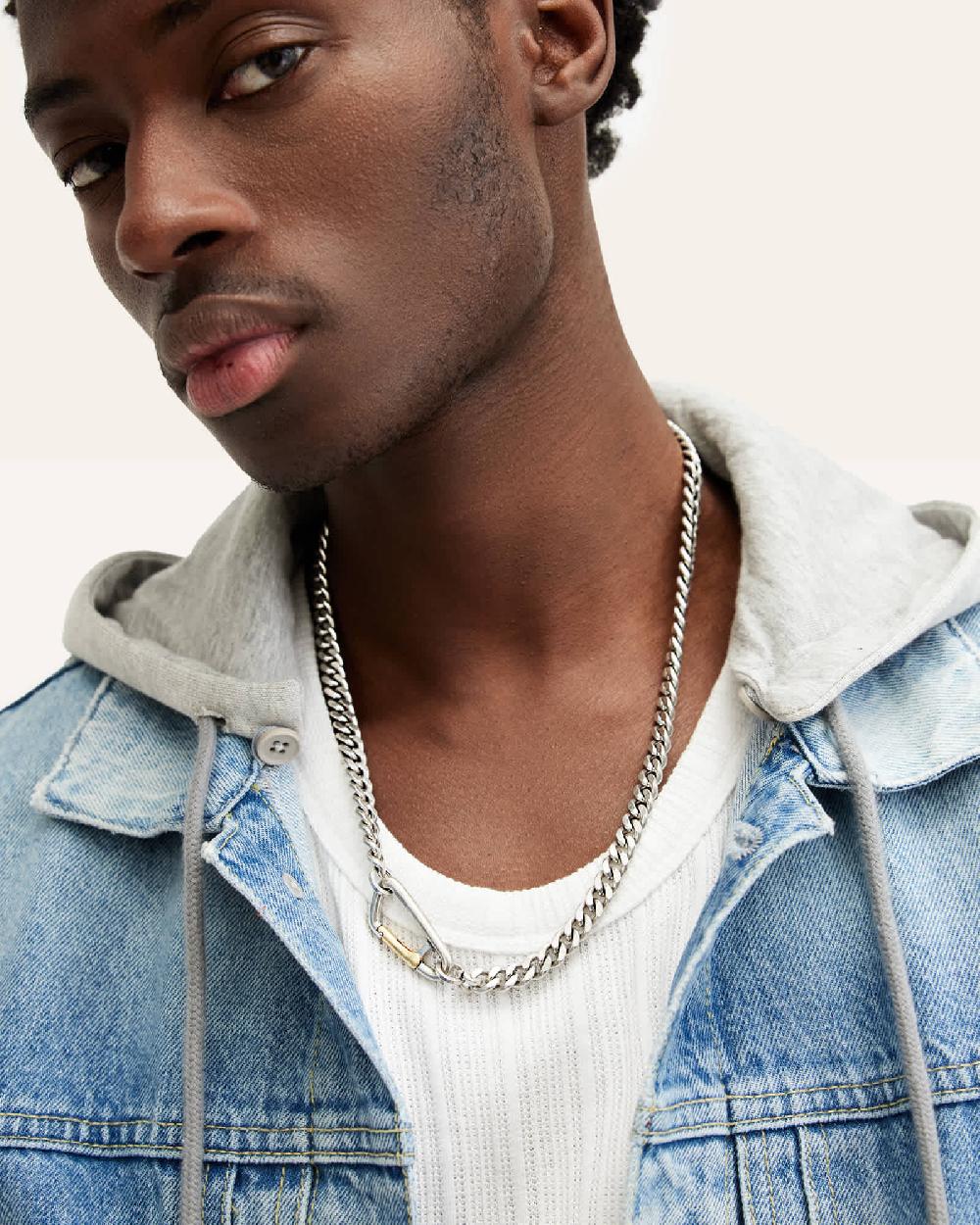 All Saints Carabiner Two Tone Necklace WRM SLVER/WRM BRAS