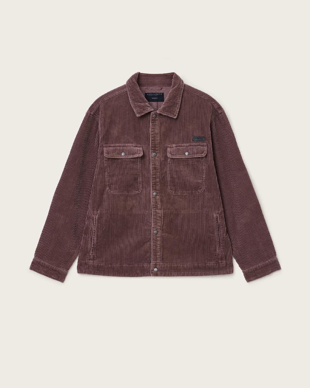 All Saints Castleford Corduroy Overshirt Chestnut Brown