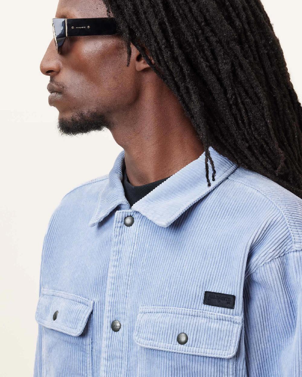 All Saints Castleford Corduroy Overshirt Willow Blue