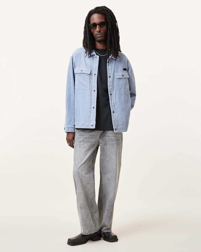 all saints Castleford Corduroy Overshirt Willow Blue