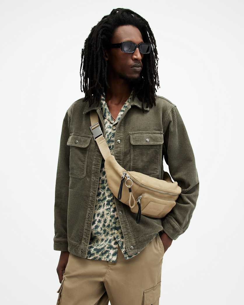 all saints Castleford Corduroy Relaxed Overshirt Khaki Green