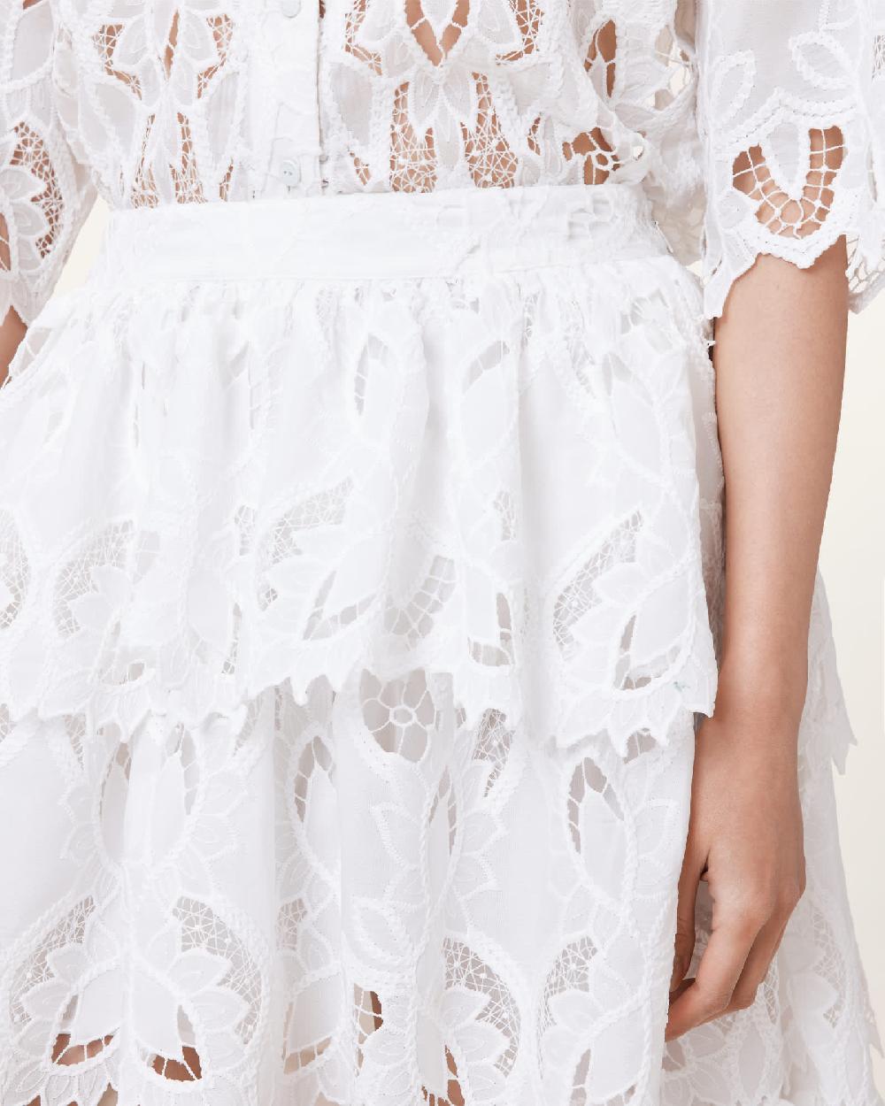 All Saints Cavarly Embroidered Maxi Skirt Snow White