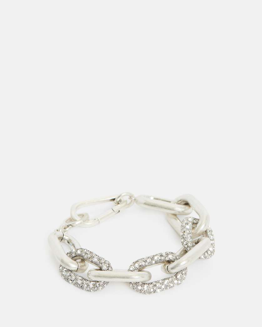 all saints Celeste Chunky Silver Tone Bracelet Warm Silver