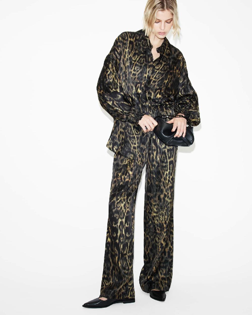 All Saints Charli Silk Blend Wide Leg Pants Jinx Golden Brown