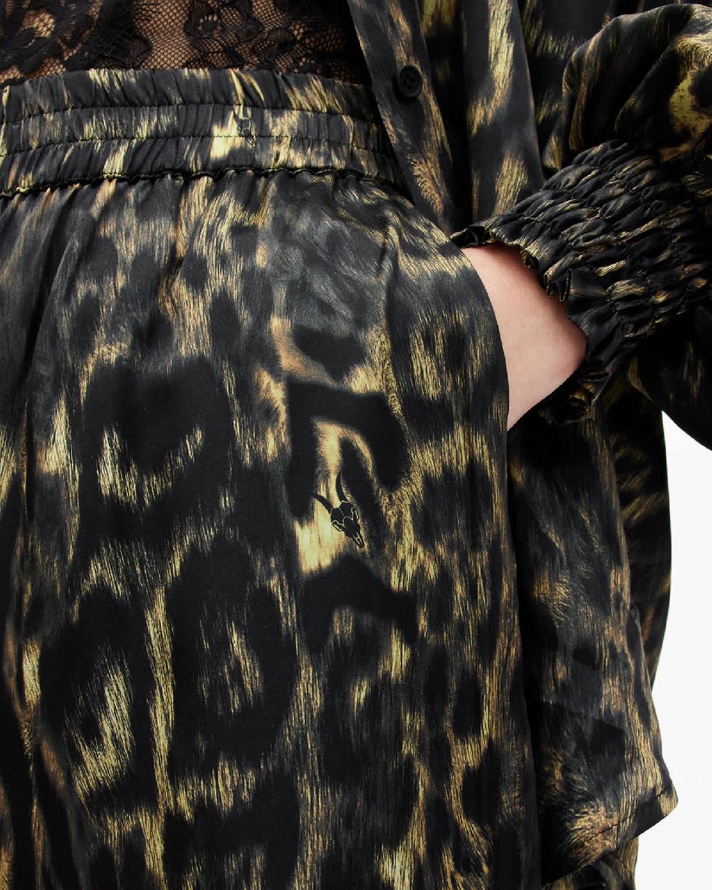 All Saints Charli Silk Blend Wide Leg Pants Jinx Golden Brown