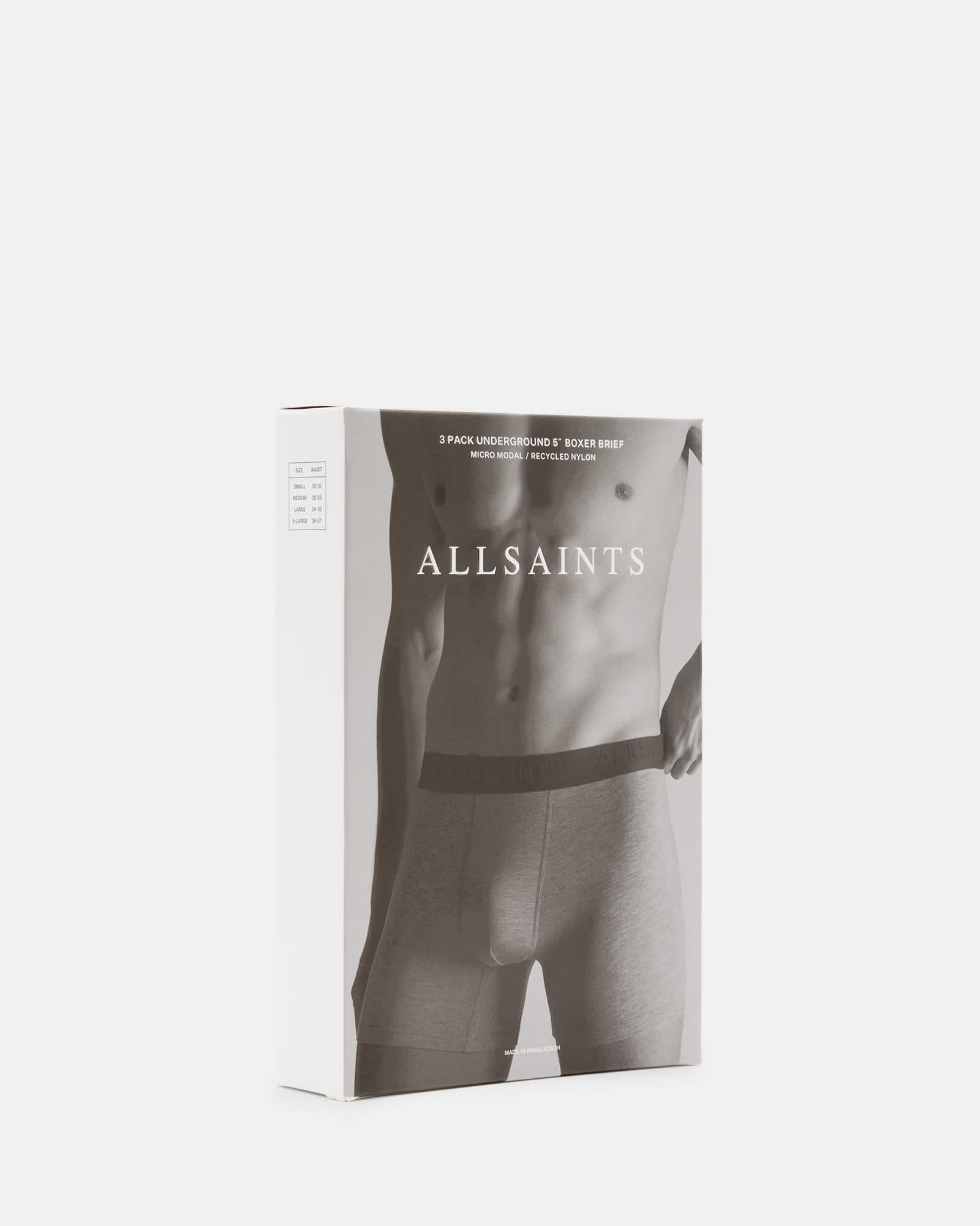 All Saints Contour Boxer Briefs 3 Pack BLACK/GREY/WHITE