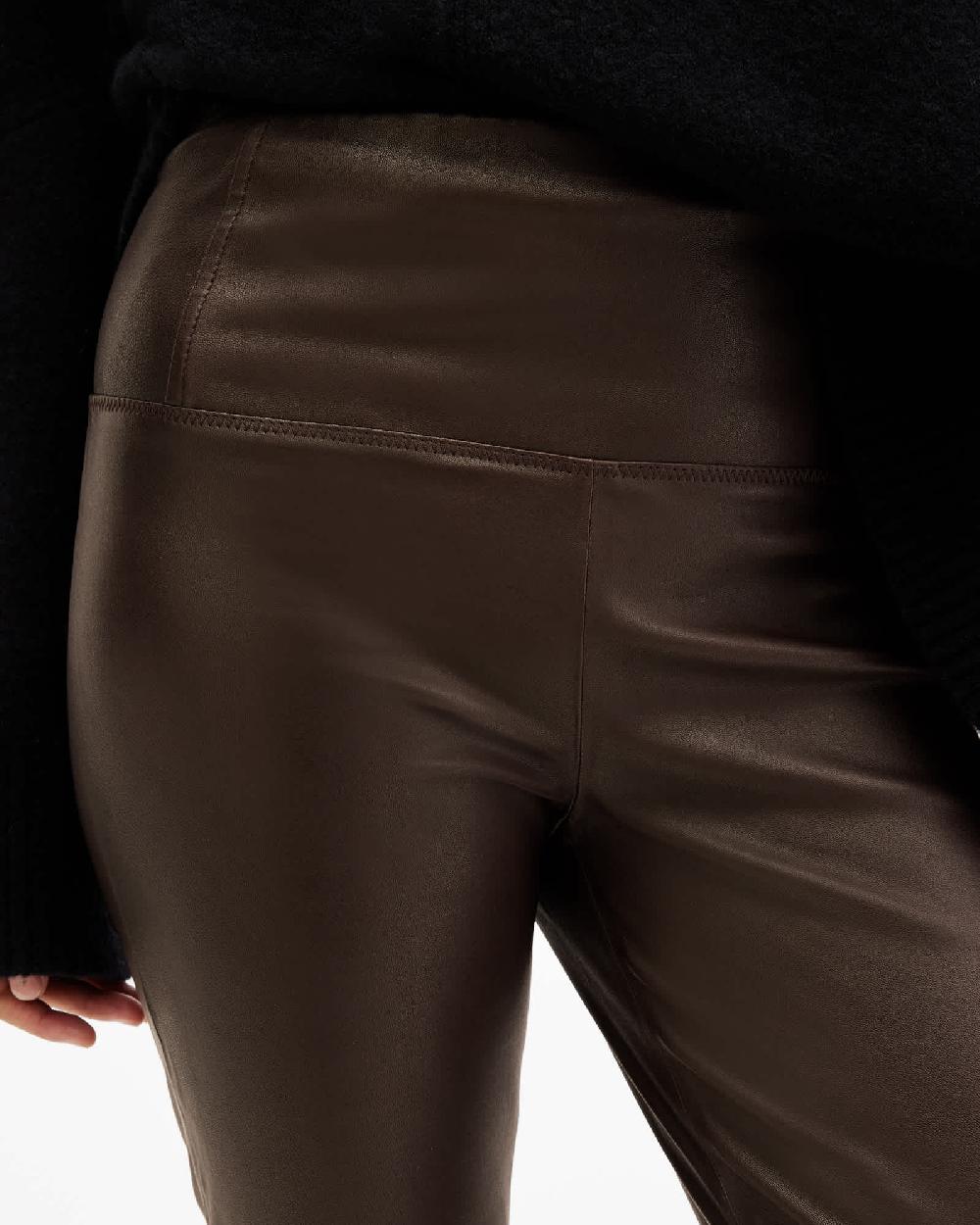 All Saints Cora High-Rise Leather Leggings Oxblood Red