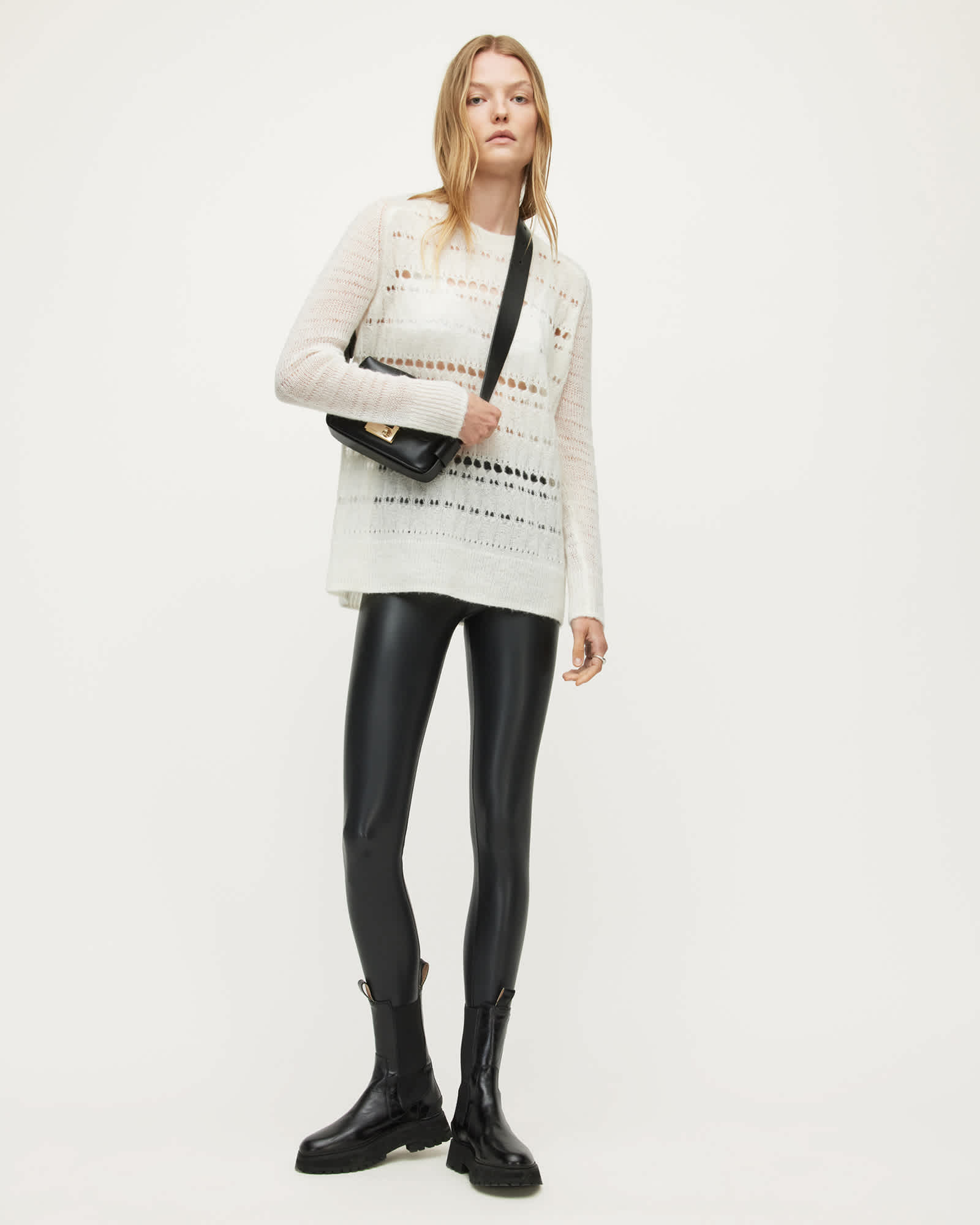 All Saints Cora Leather Look High-Rise Leggings Black