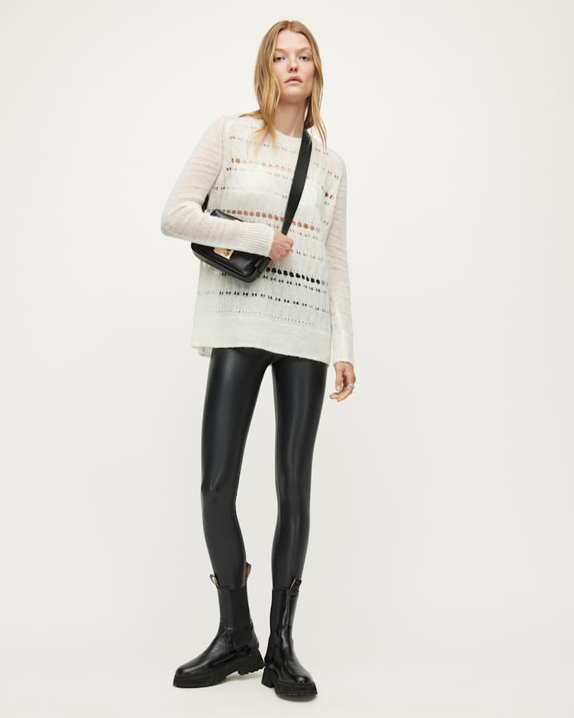 all saints Cora Leather Look High-Rise Leggings Black
