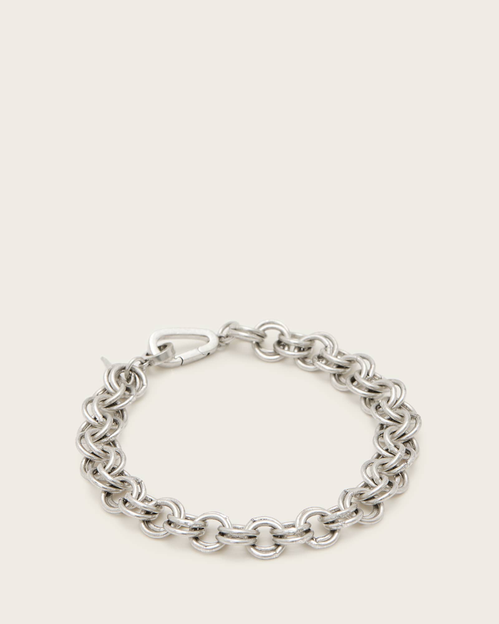 All Saints Coy Multi Chain Carabiner Bracelet Warm Silver