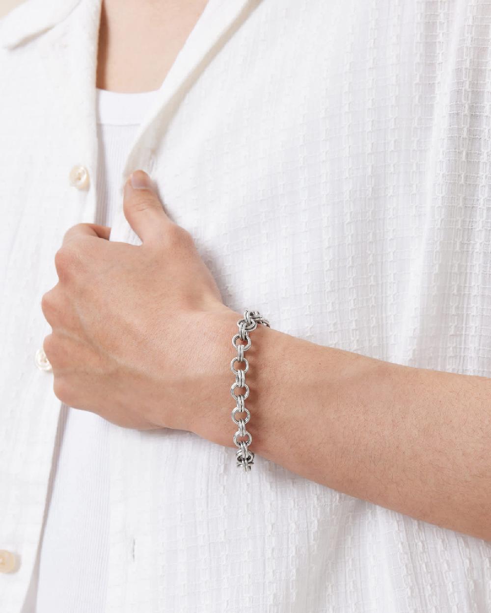 All Saints Coy Multi Chain Carabiner Bracelet Warm Silver