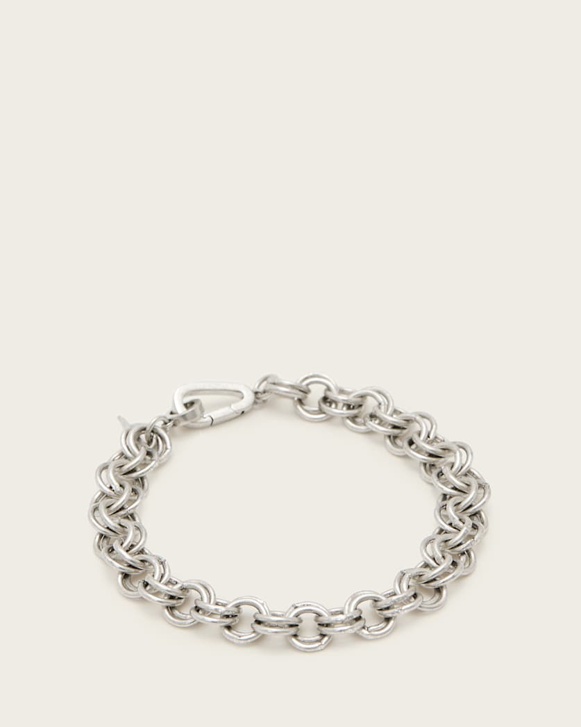 all saints Coy Multi Chain Carabiner Bracelet Warm Silver