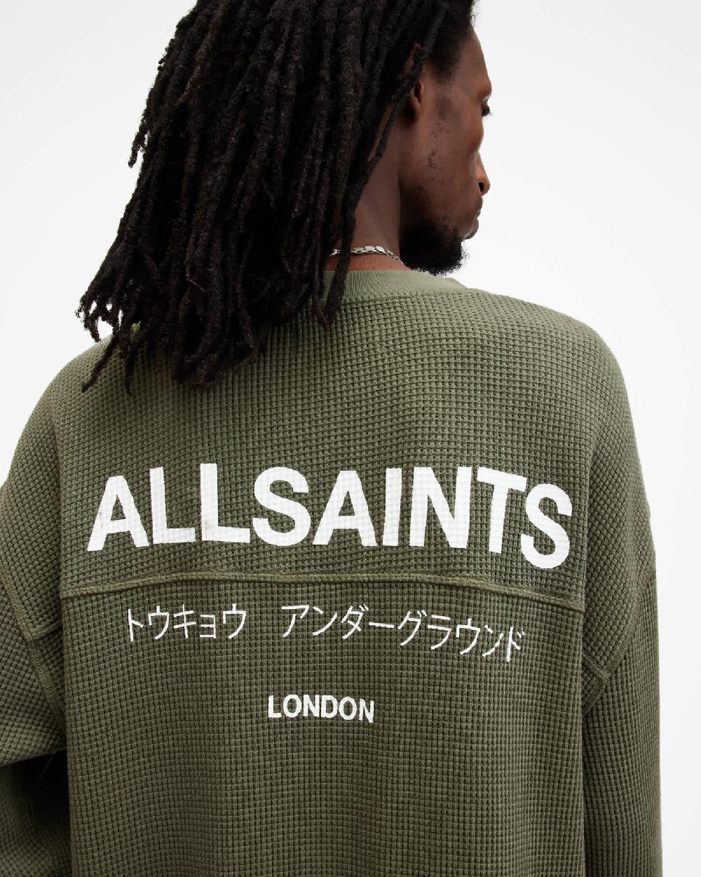 All Saints Crypt Oversized Long Sleeve T-Shirt Fleur Green
