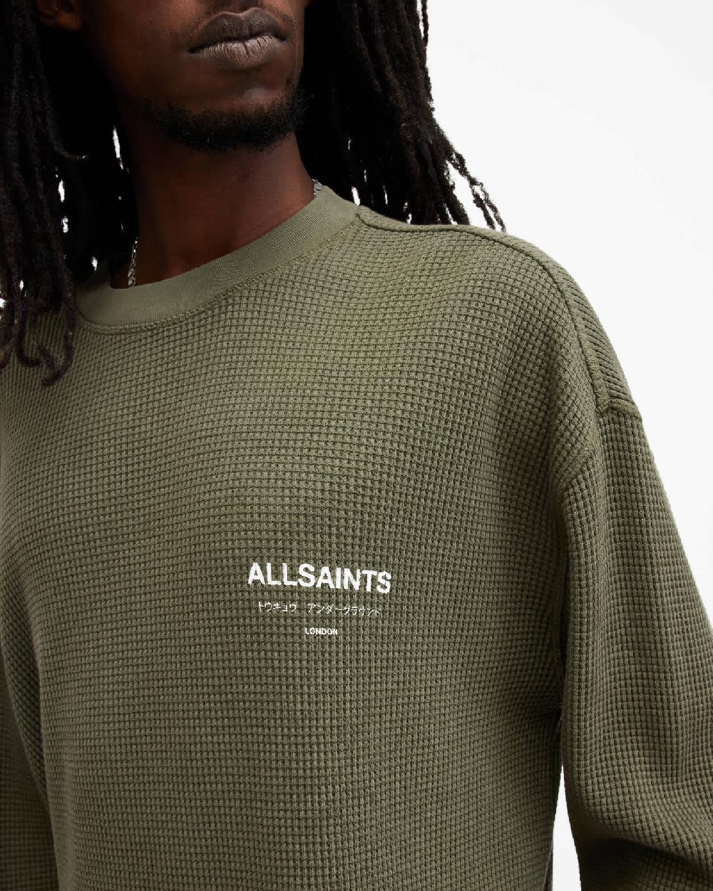 All Saints Crypt Oversized Long Sleeve T-Shirt Fleur Green