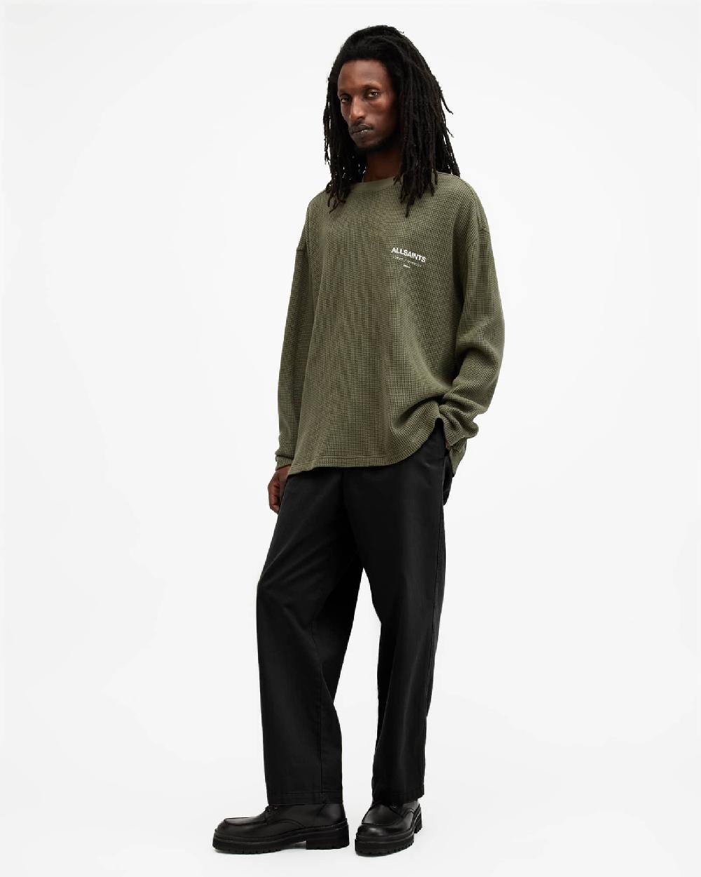 All Saints Crypt Oversized Long Sleeve T-Shirt Fleur Green
