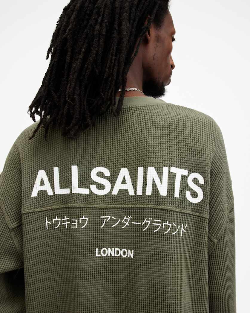 all saints Crypt Oversized Long Sleeve T-Shirt Fleur Green