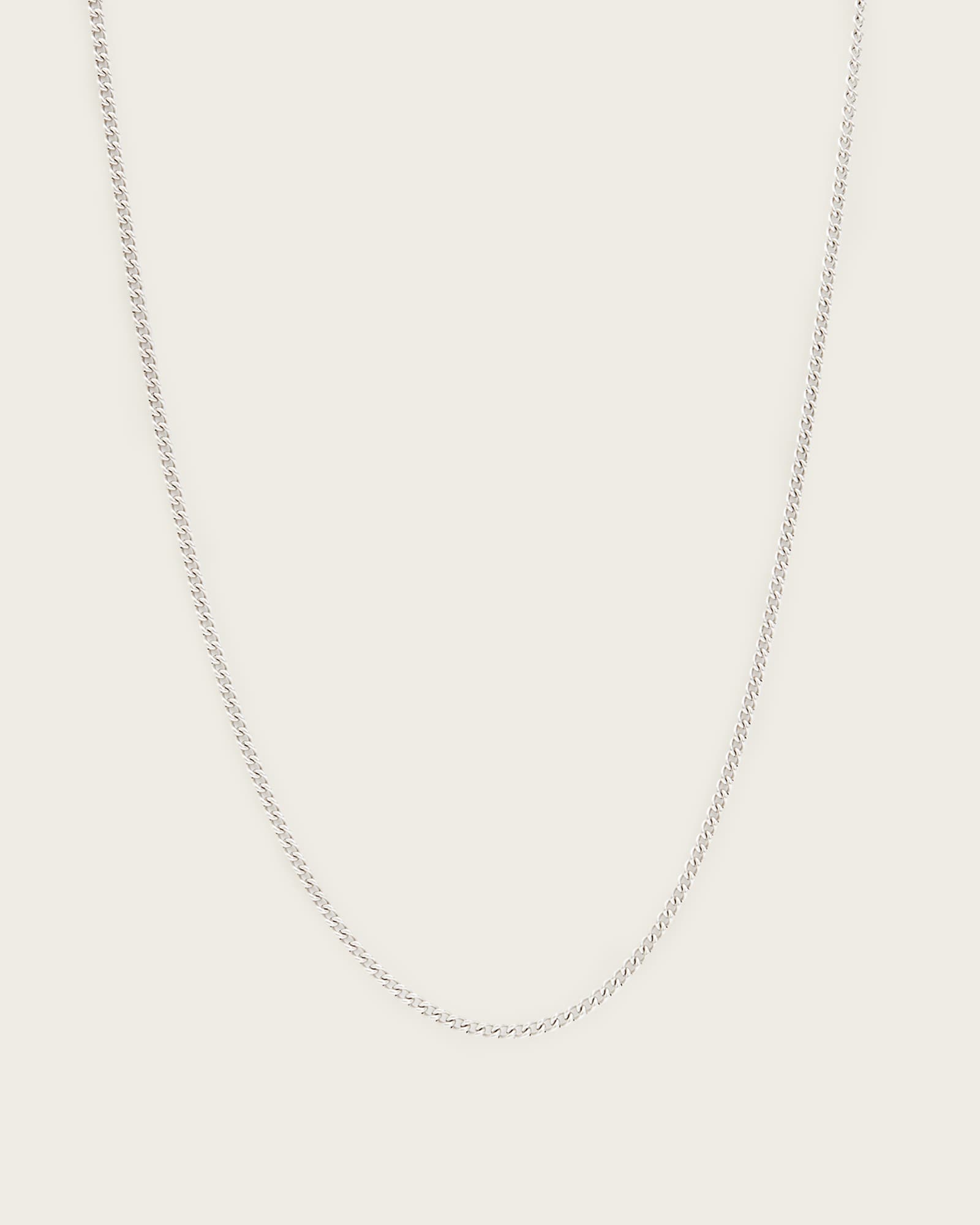 All Saints Curb Sterling Silver Chain Necklace Warm Silver