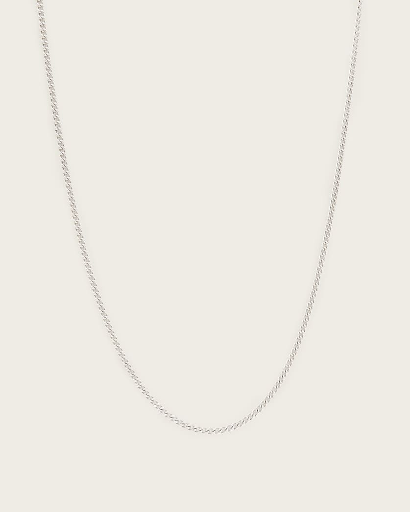 all saints Curb Sterling Silver Chain Necklace Warm Silver