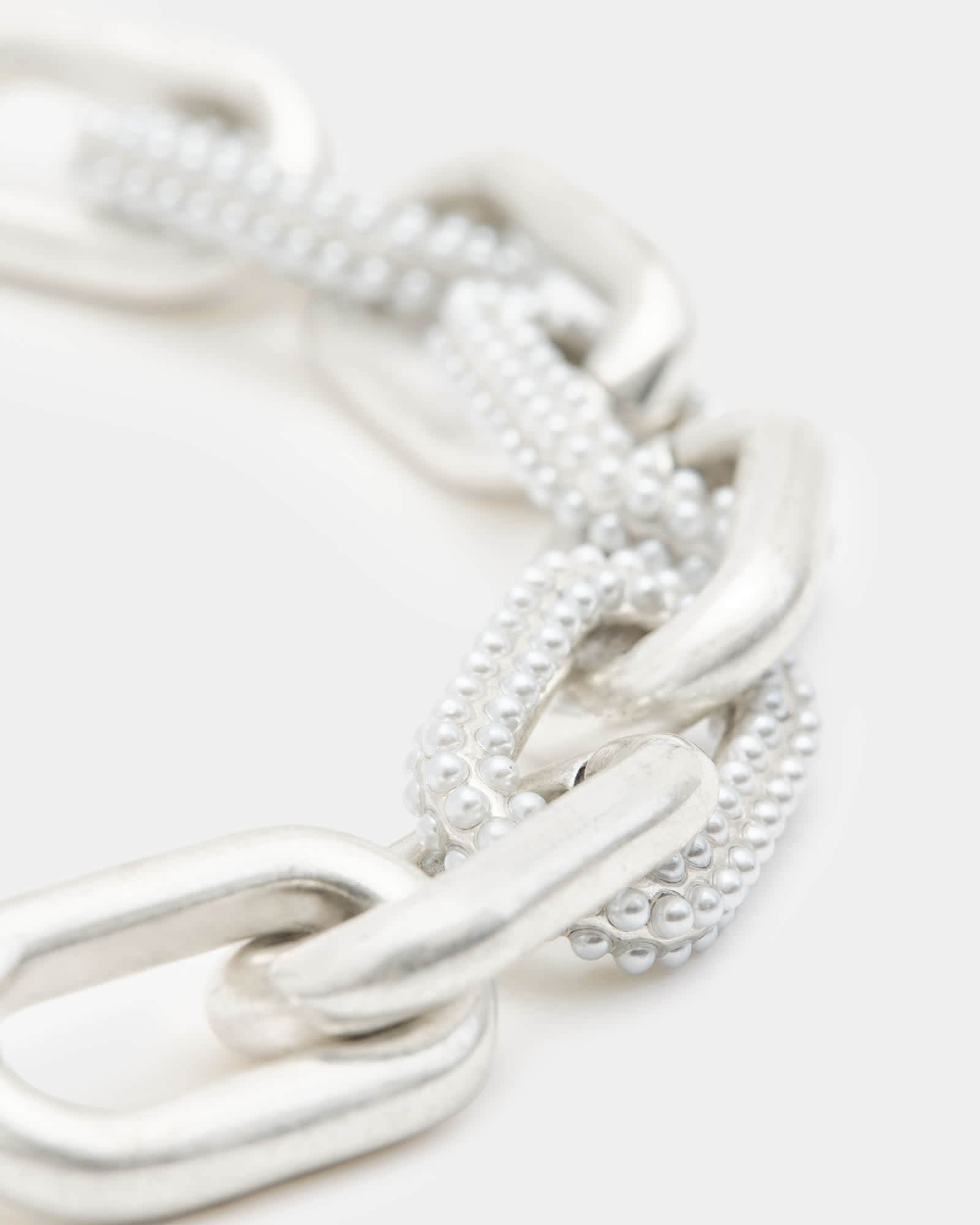 All Saints Cydney Chunky Oval Link Bracelet WARM SILVER/WHITE