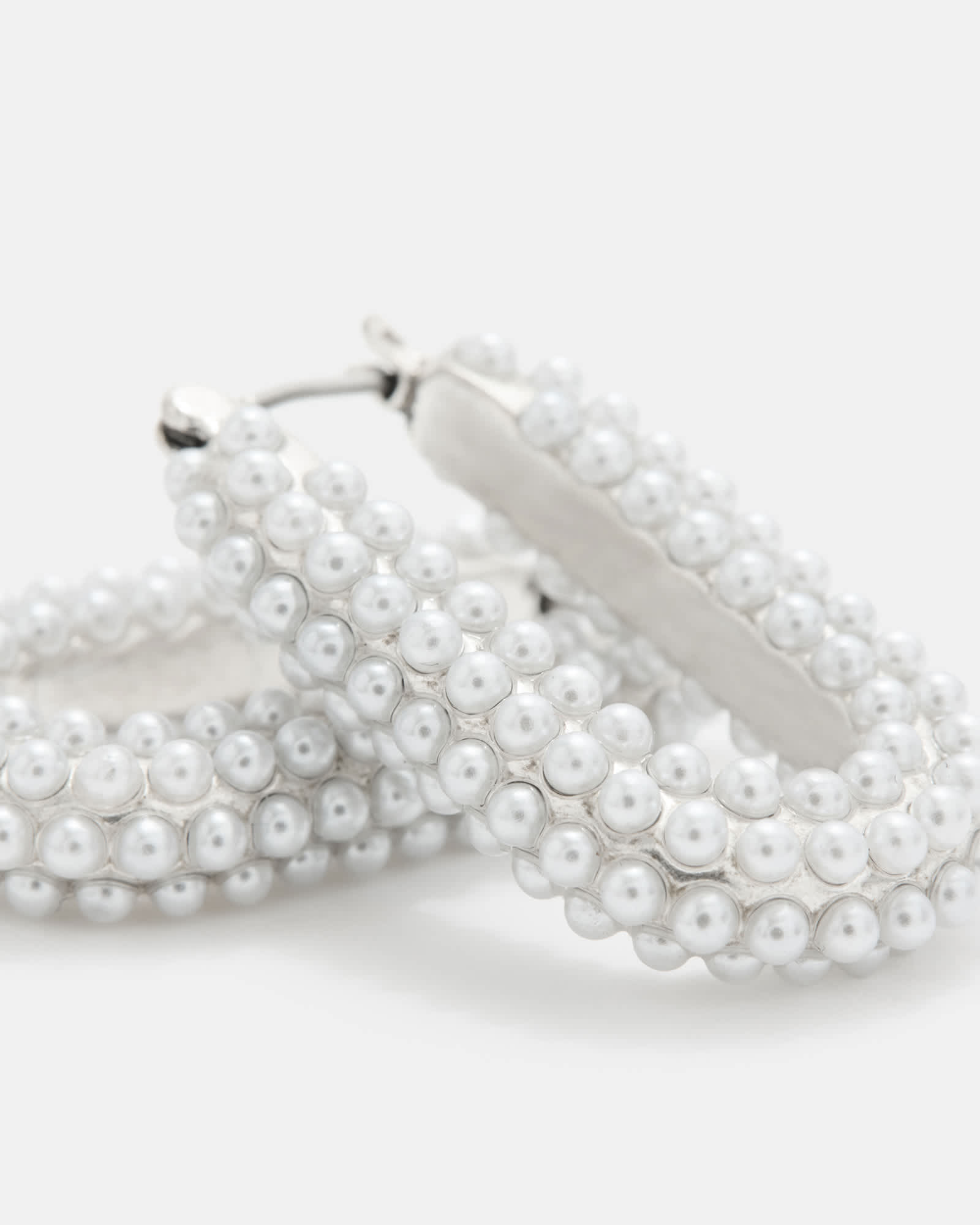 All Saints Cydney Oval Hoop Earrings WARM SILVER/WHITE