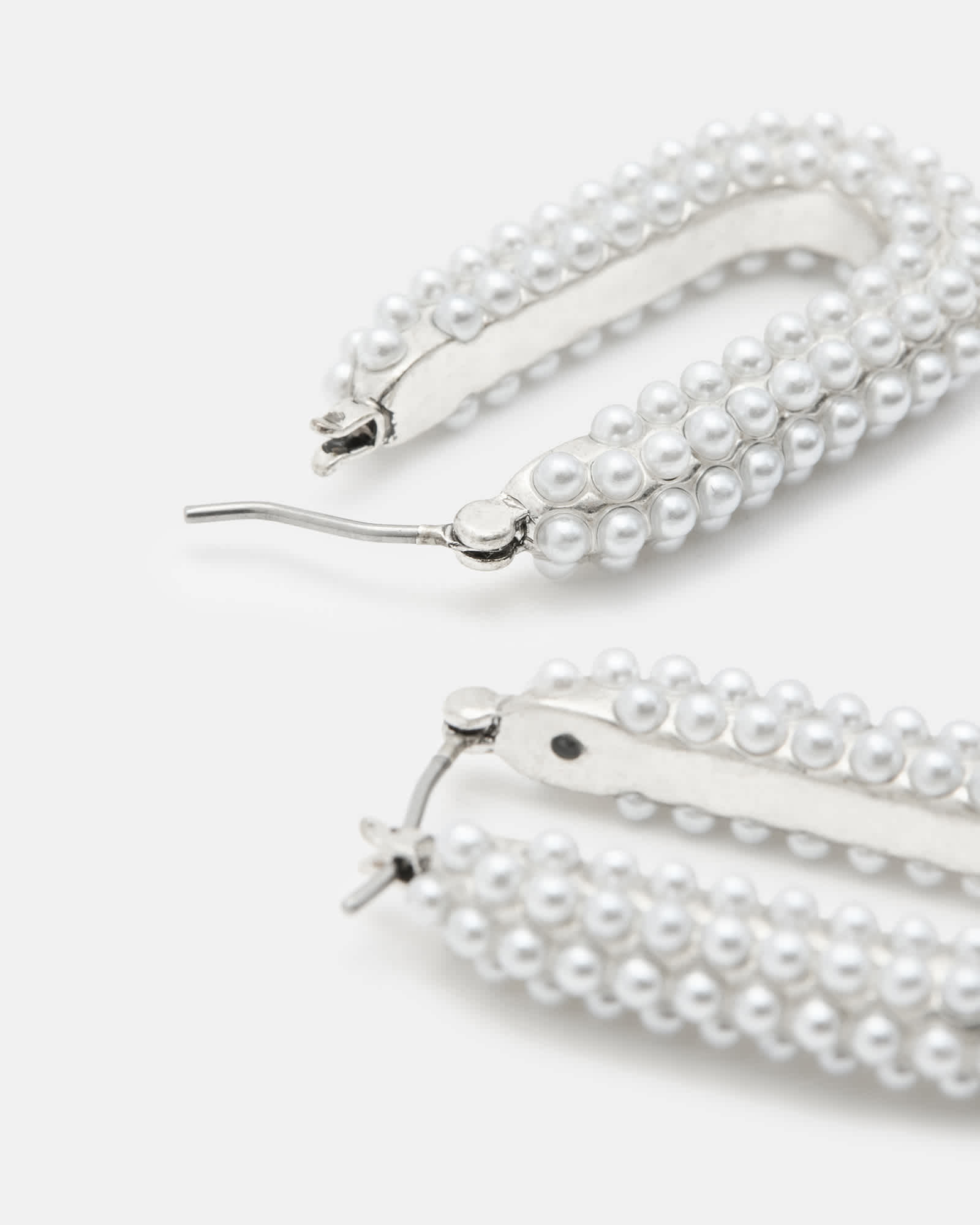 All Saints Cydney Oval Hoop Earrings WARM SILVER/WHITE