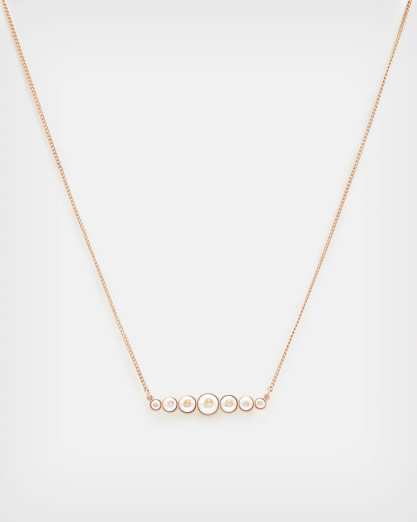 All Saints Dana Pearl Bar Necklace PEARL/WARM BRASS
