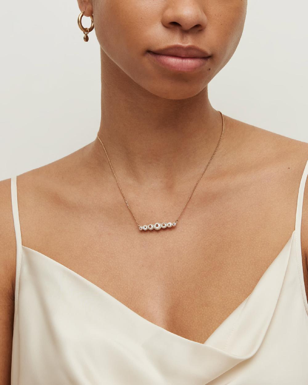 All Saints Dana Pearl Bar Necklace PEARL/WARM BRASS